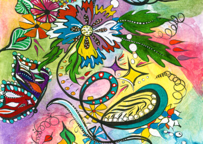BUTTERFLY PLAYGROUND, Unframed Original Artwork, 2019, 9X12". Watercolor, acrylic and ink on cold press paper. Price $350. Artist's description: Butterflies represent personal growth. They experience one of the most dramatic transformations of any species resulting in magnificent change.