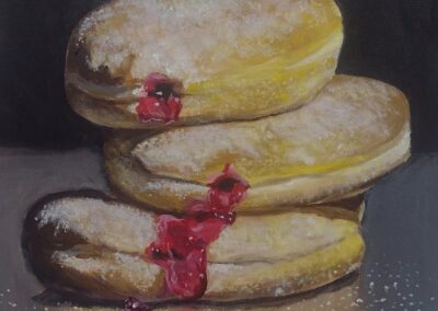 Untitled, 2024, 24x36", acrylics on canvas. Price: $1,200. Artist's description: Just a representation of something delicious.