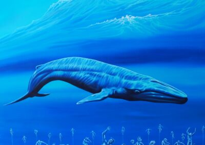At the Birth of Souls, 2023, 48x60", acrylic on canvas (currently unframed, unstretched - but can be mounted on stretcher frame prior to delivery). Price: $2,500 Artist's description: Every soul begins as a blank slate in the vast sea of our universe. Every life with potential, and every being connected.