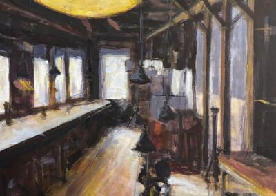 Edison's Lab, 2025, 24x36", acrylics on gallery wrapped canvas. Price: $700 Artist's description: One of the area’s inspirational places where innovations were born.