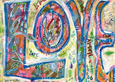 Graffiti Love, 2026, 30x34", acrylics and acrylic pen on canvas. Price: $600 Artist's description: Love is the anchor that unites us with our community.