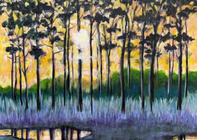 Flatwoods Sunset, 2026, 40x30", acrylics on canvas. Price: $1,800 Artist's description: Number 3 in my series of “Florida’s Glory."