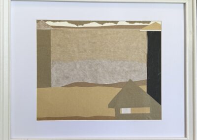 Dusk 103, 2025, 9 3/4 x 7 3/4", Paper Collage. Price: $75.00 Artist's description: Ft Myers Beach at dusk based on Golden Section proportions.