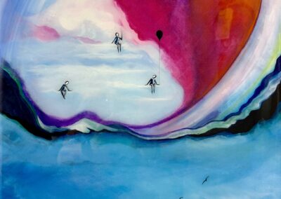 Universal Love, 2024, 18x24”, acrylics and resin on gallery wrap canvas. Price: $500 Artist’s description: this piece touched on the belief that we are all the same and the importance of living in harmony.