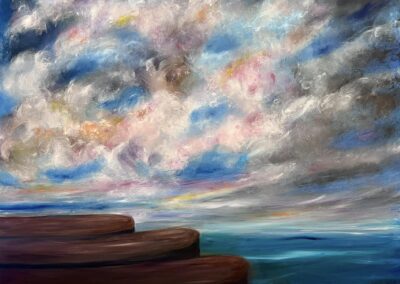Jetty, 2024, 36x48", oil on canvas. Price: $900 Artist's description: Changes are Constant, Hope is Perpetual, Never Ever Give Up.