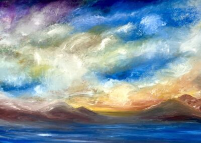 Soaring Over the Hills, 2006, 24x36", oil on canvas. Price: $800 Artist's description: Our Father in the Sky Above in all of Nature's Glory.