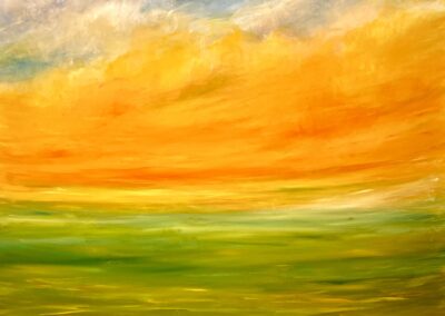 Yellow Sunshine, 2026, 36x48", oil on canvas. Price: $800 Artist's description: Sun Light Dances Above Us.
