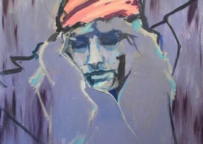 Stevie, 2024, 24x24", acrylic on canvas. Price $500 Artists description: this is a portrait of Stevie Nicks meaning helping hands.
